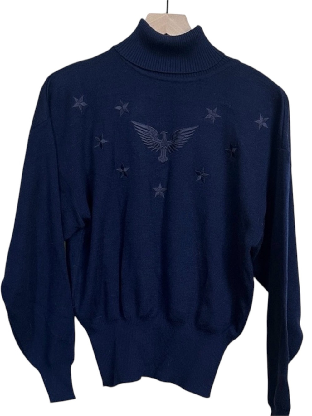 Vintage Meister Wool Blend Eagle Turtleneck Sweater Women’s Large Navy